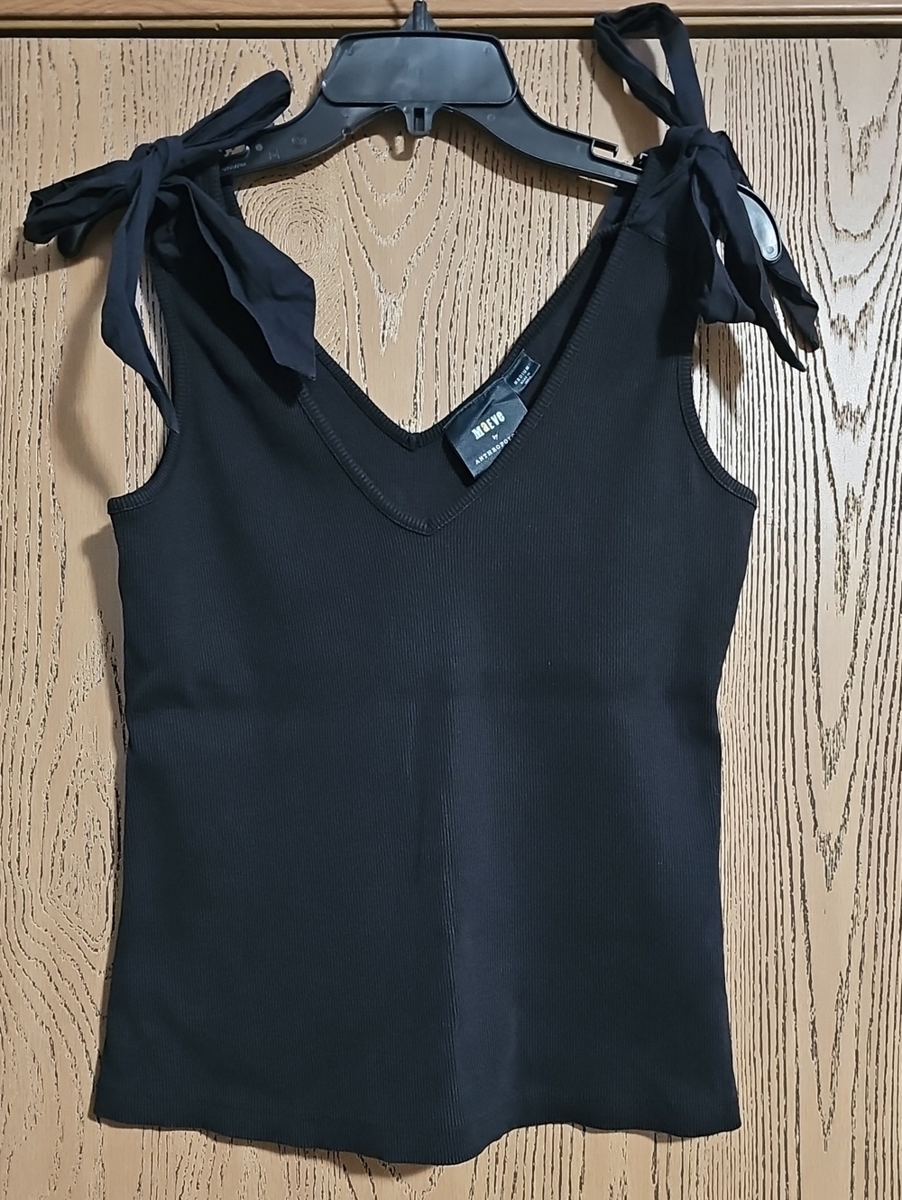 Anthropologie Black Tie-Shoulder V-Neck Tank